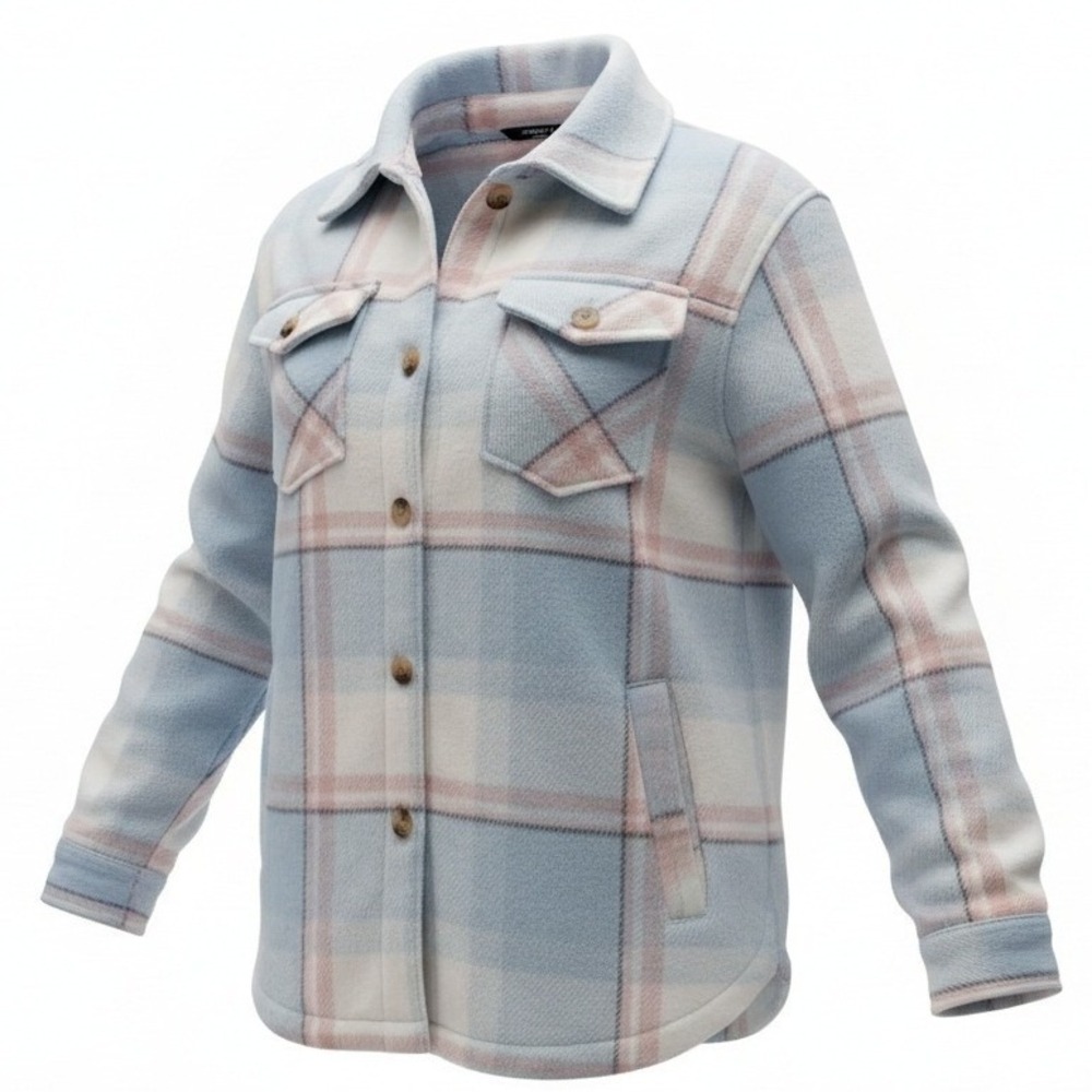 Members Mark Shacket Womens Plaid Button Down Long Sleeve Casual Jacket XS